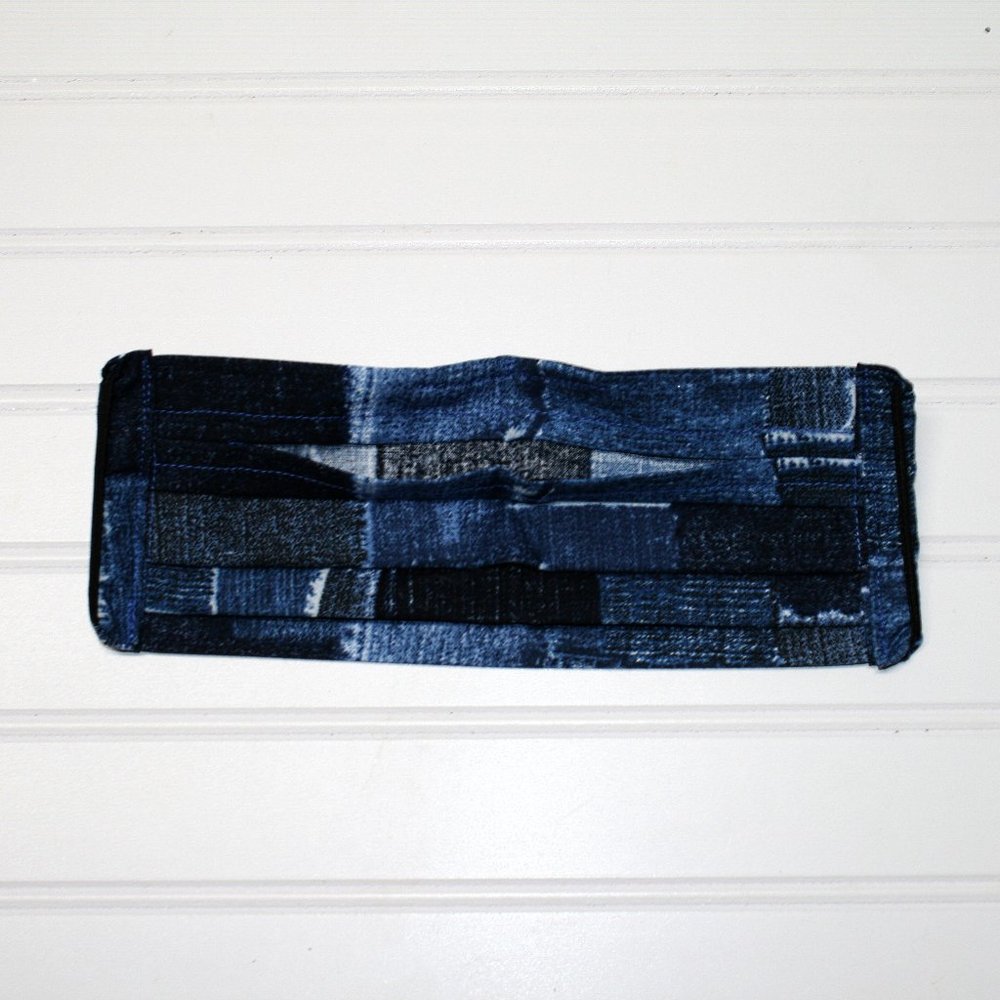 HANDMADE Cloth Denim Patchwork Face Mask Pocket - Picture 5 of 7